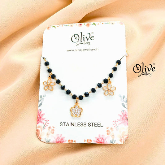 SS Black Beads Chain - 57 (Gold Shade )