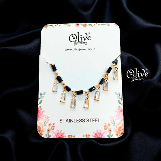SS Black Beads Chain - 59( Gold Shade )
