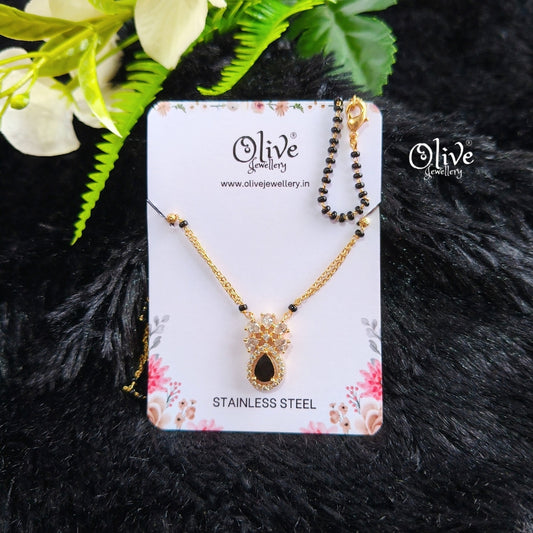 SS Black Beads Chain - 61( Gold Shade )