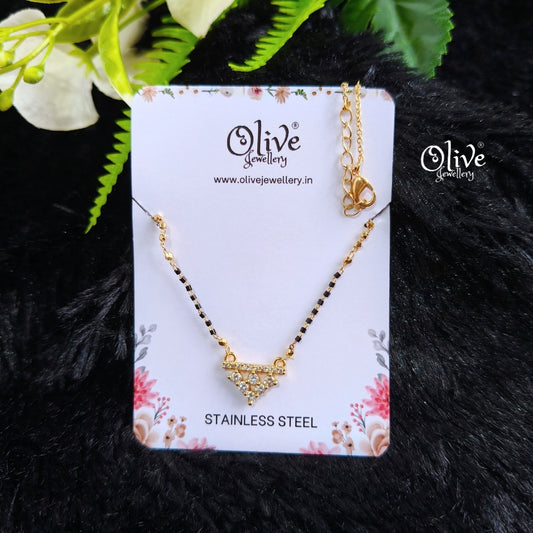 SS Black Beads Chain - 63( Gold Shade )