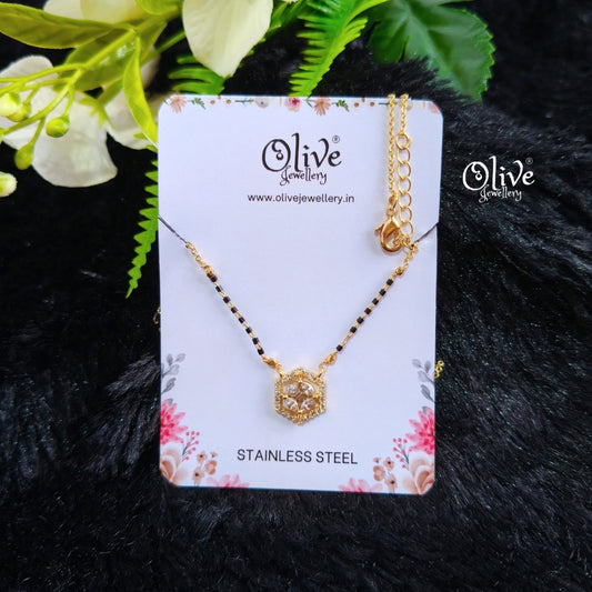 SS Black Beads Chain - 64( Gold Shade )