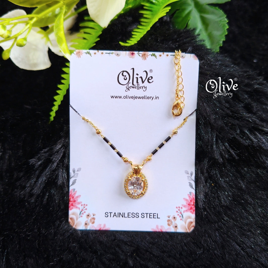 SS Black Beads Chain - 65( Gold Shade )