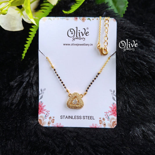 SS Black Beads Chain - 66( Gold Shade )