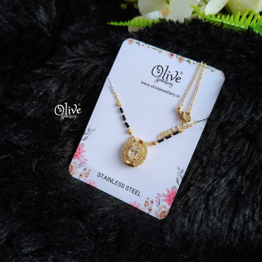 SS Black Beads Chain - 69( Gold Shade )