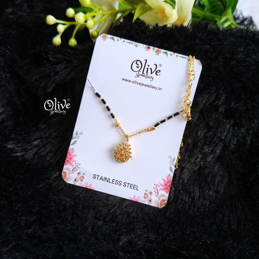 SS Black Beads Chain - 70( Gold Shade )
