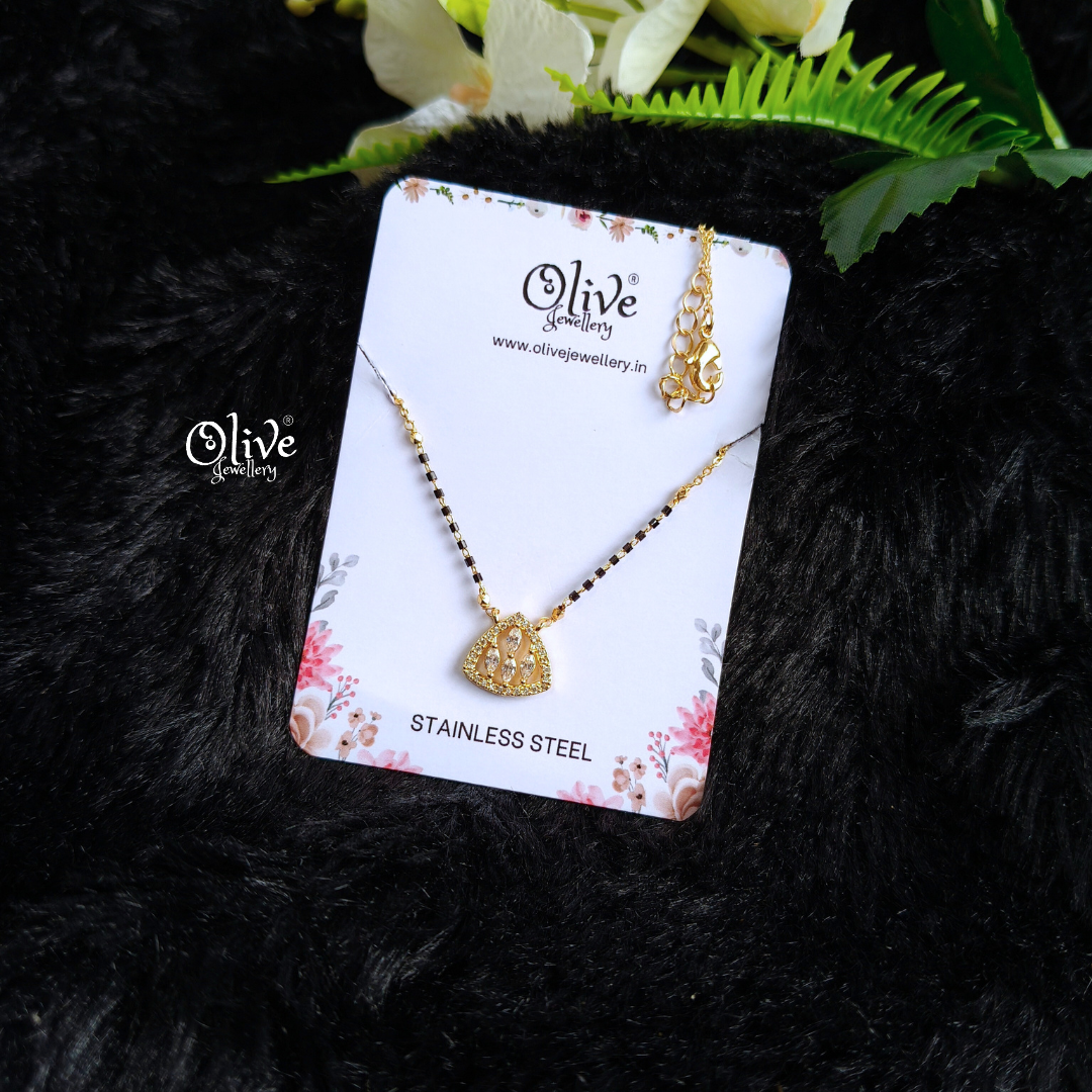 SS Black Beads Chain - 71( Gold Shade )
