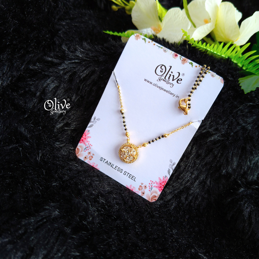 SS Black Beads Chain - 72( Gold Shade )