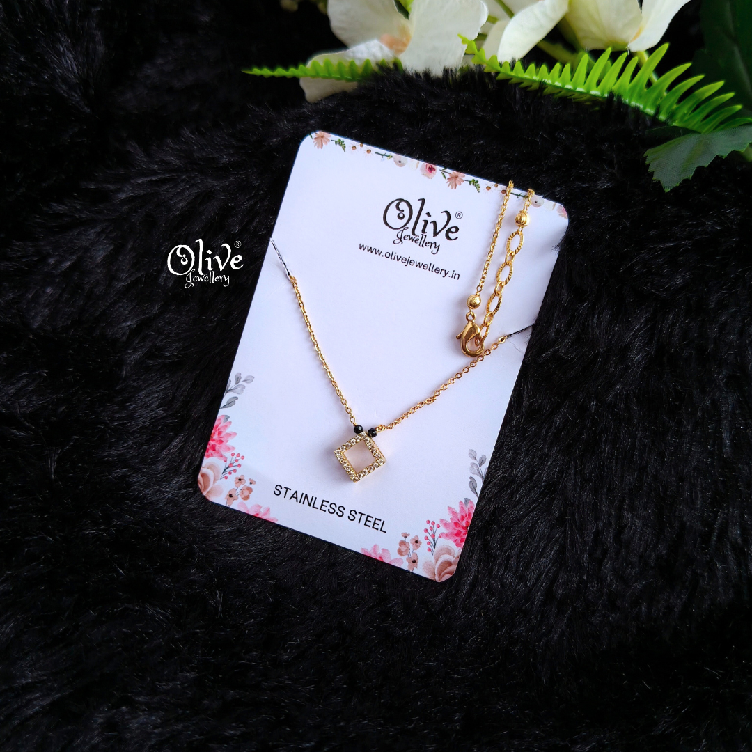 SS Black Beads Chain - 73( Gold Shade )