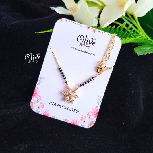 SS Black Beads Chain - 77( Gold Shade )