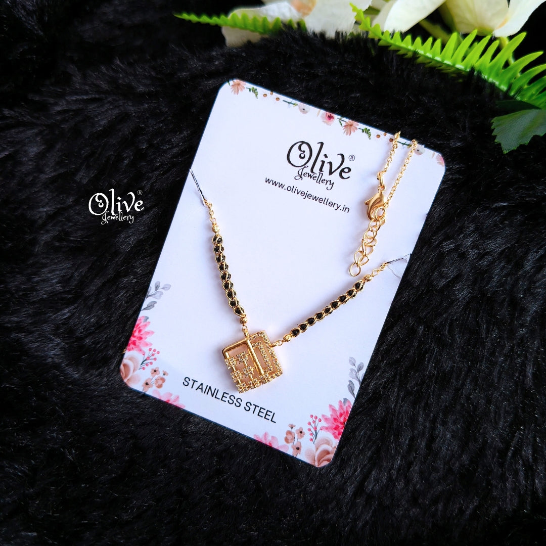 SS Black Beads Chain - 78( Gold Shade )