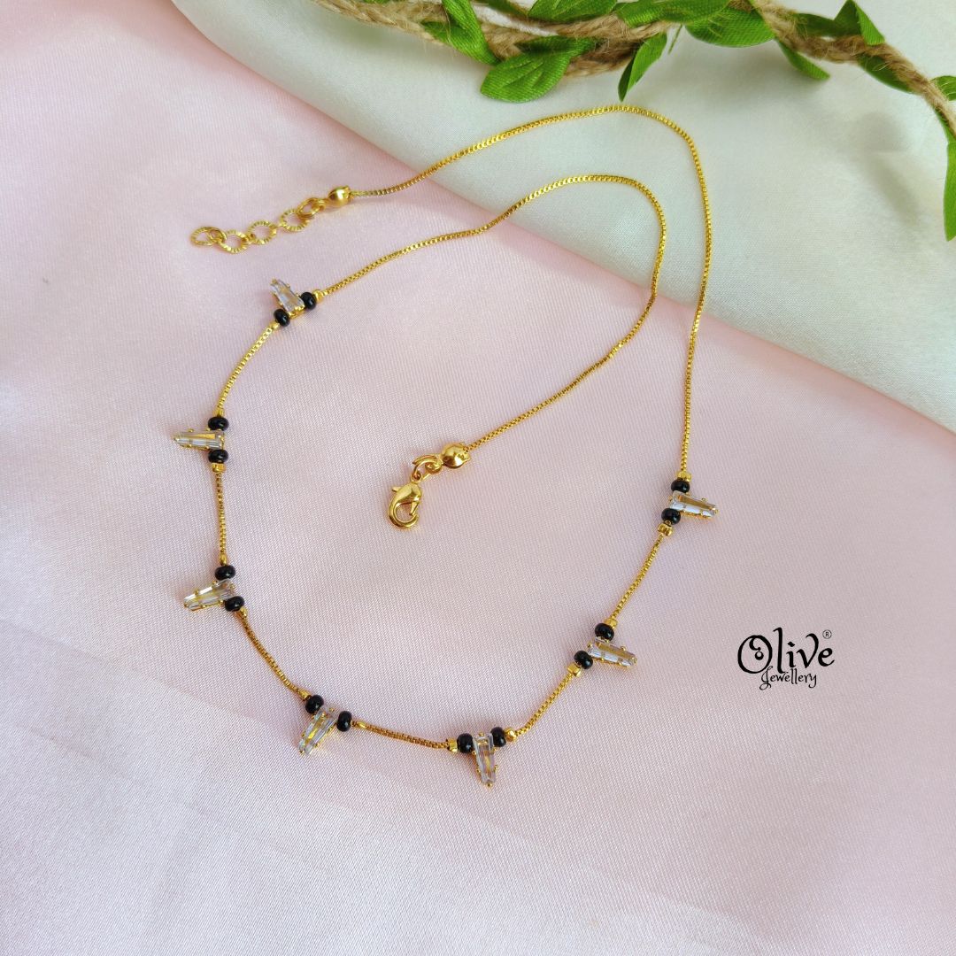 SS Black Beads Chain - 79( Gold Shade )