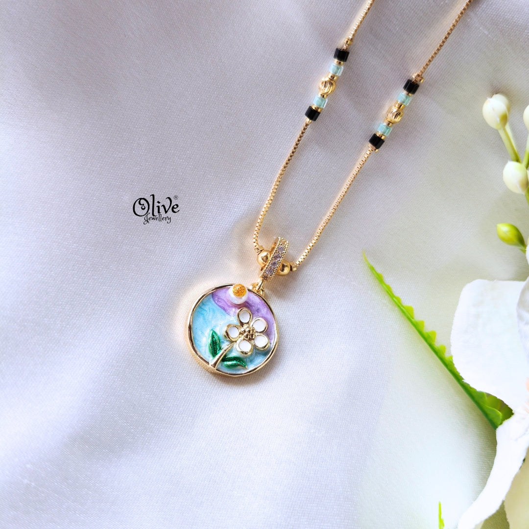 SS Enamel  Black Beads Chain - 88( Gold Shade )