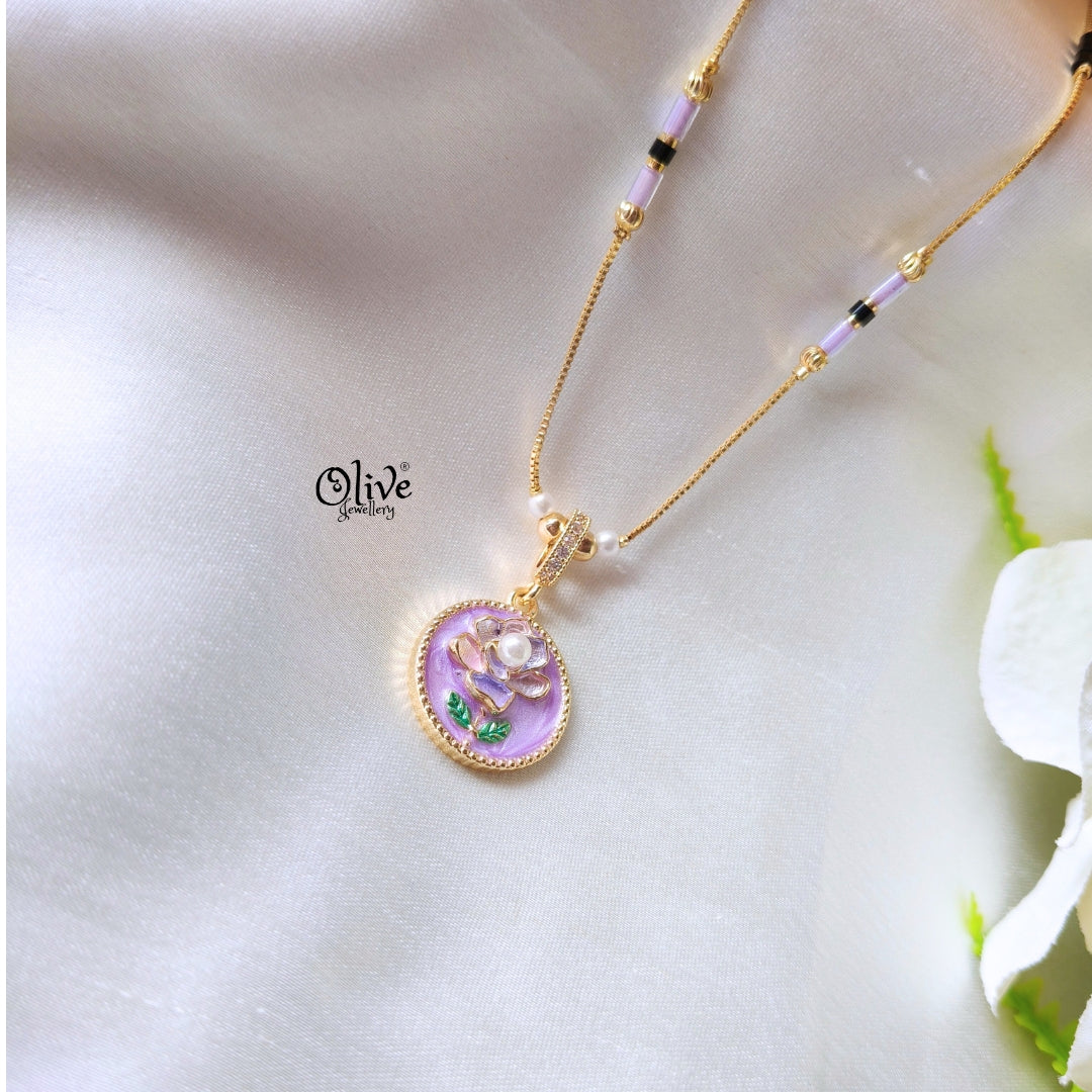 SS Enamel  Black Beads Chain - 93( Gold Shade )