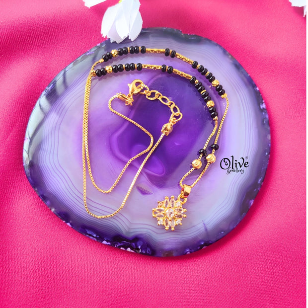 SS Black Beads Chain - 97( Gold Shade )