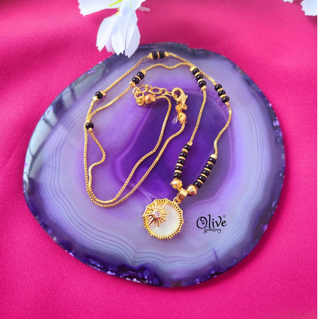 SS Black Beads Chain - 98( Gold Shade )