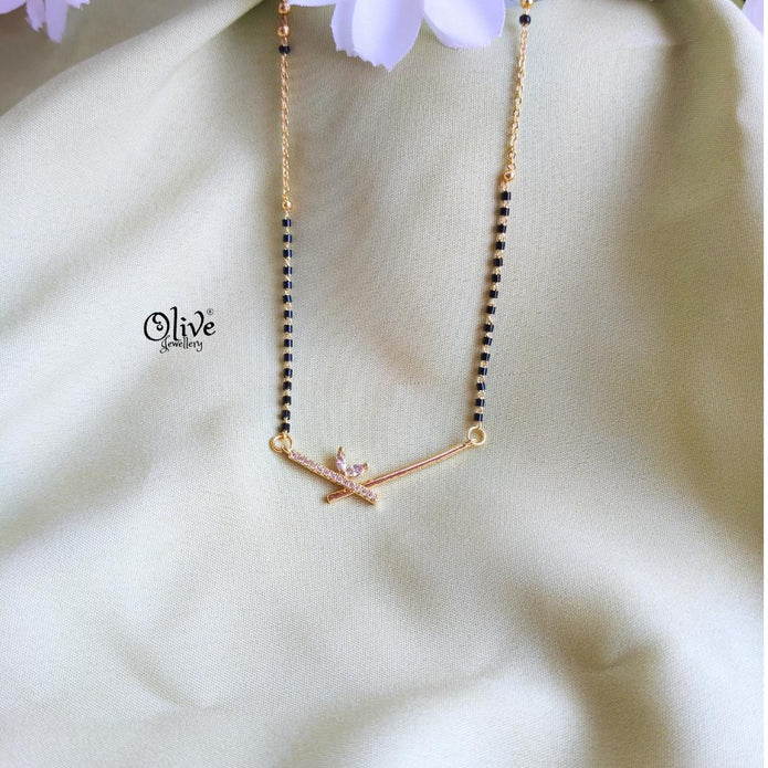 SS Black Beads Chain - 101( Gold Shade )