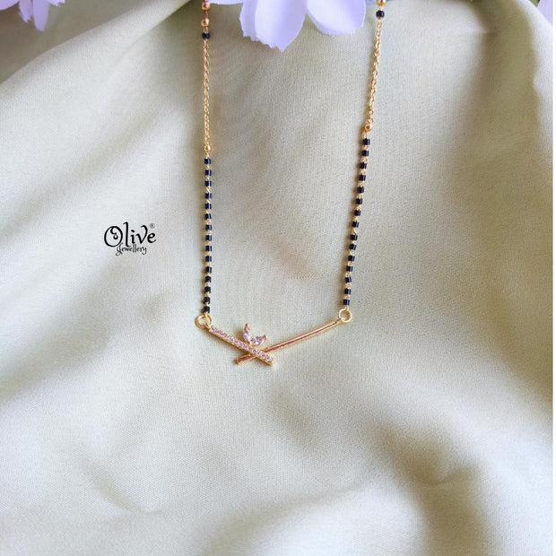 SS Black Beads Chain - 101( Gold Shade )