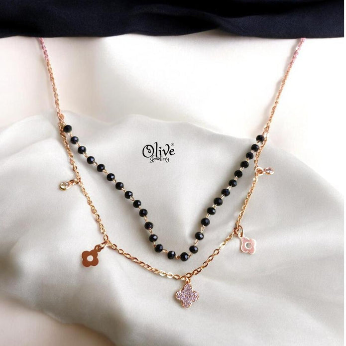 SS Black Beads Chain - 105( Gold Shade )