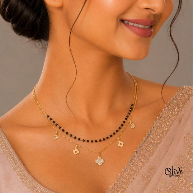 SS Black Beads Chain - 105( Gold Shade )