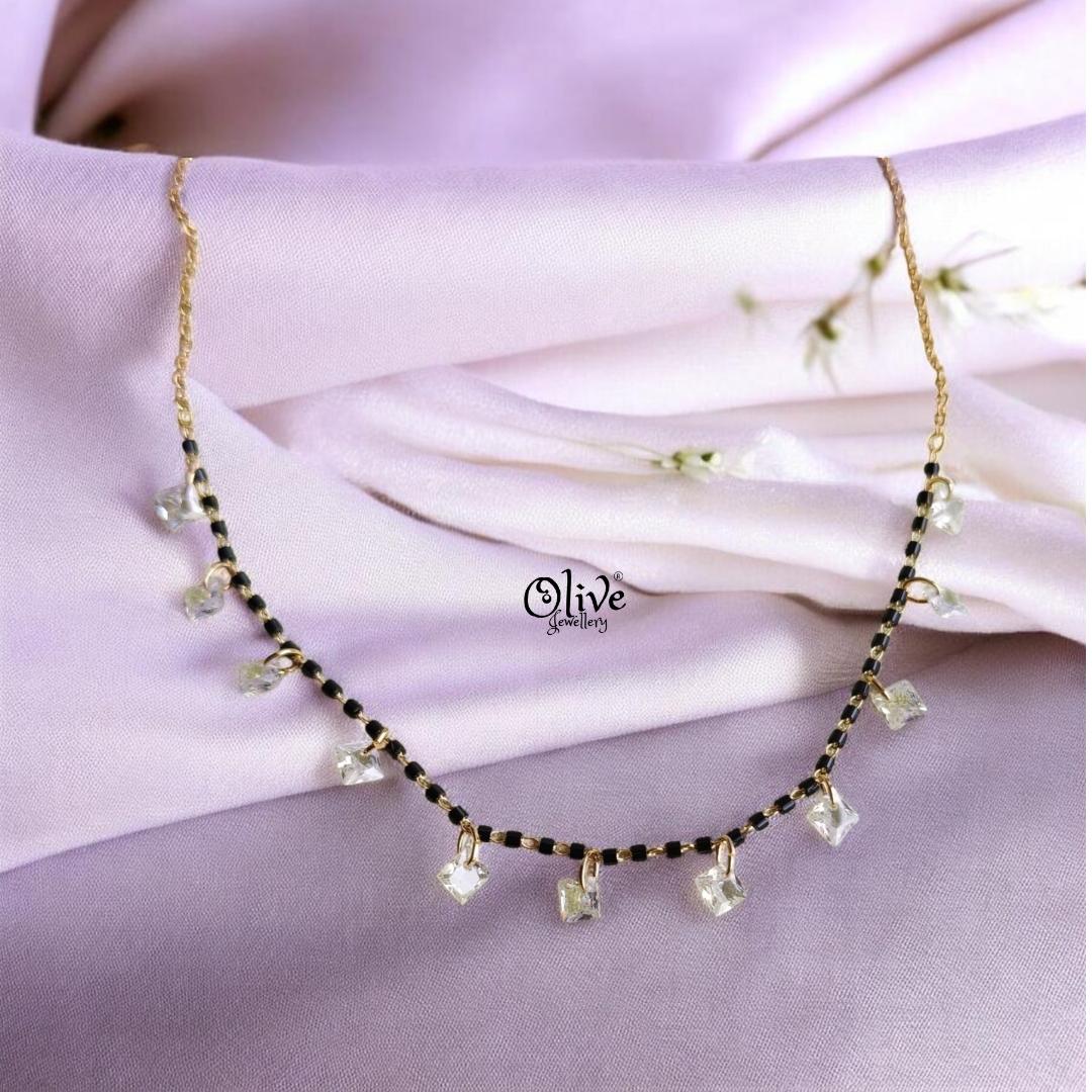 SS Black Beads Chain - 106( Gold Shade )