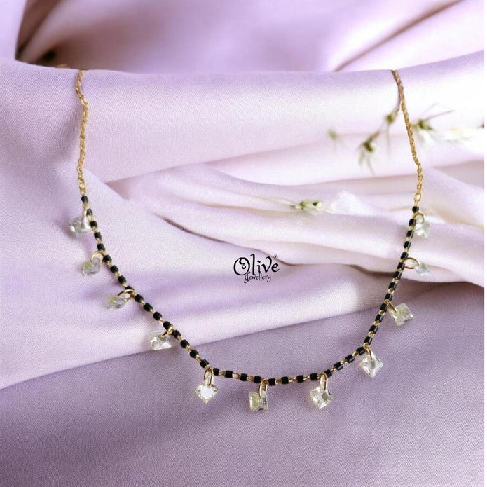 SS Black Beads Chain - 106( Gold Shade )