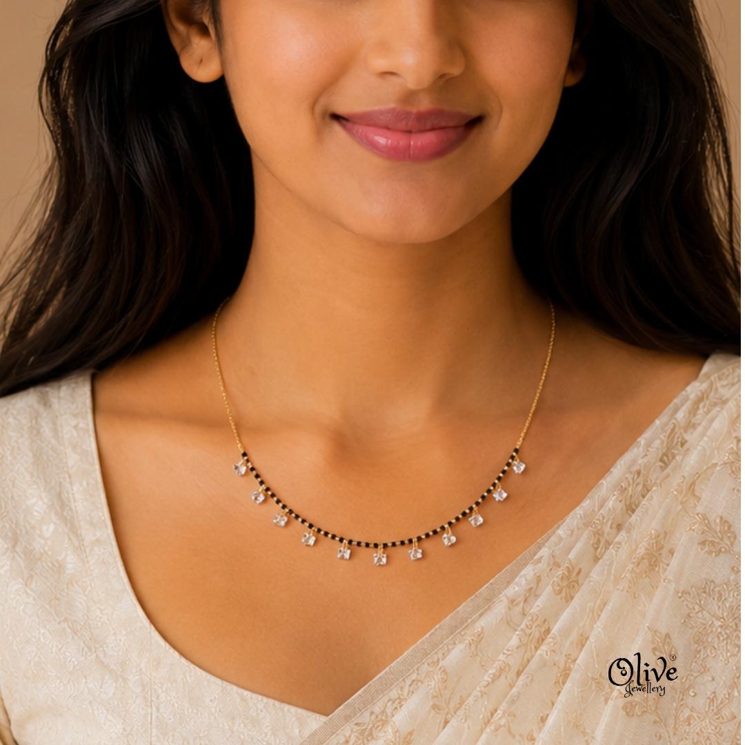 SS Black Beads Chain - 106( Gold Shade )