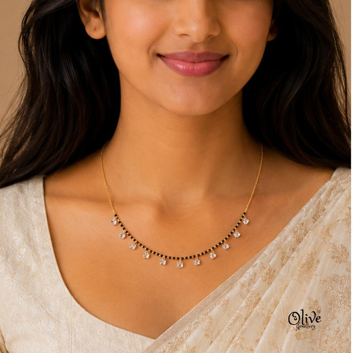 SS Black Beads Chain - 106( Gold Shade )
