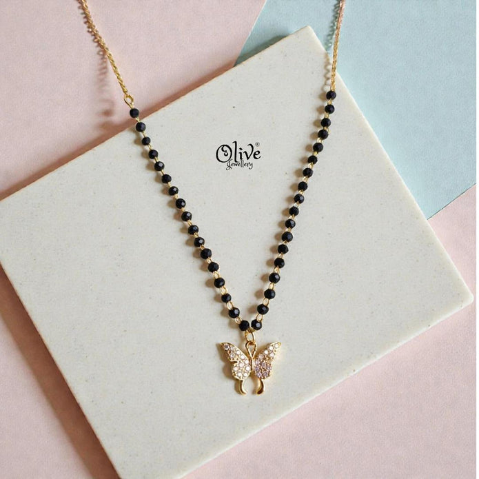 SS Black Beads Chain - 108(  Gold Shade )