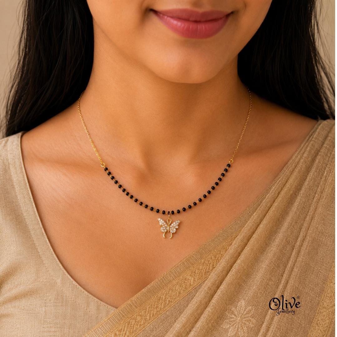 SS Black Beads Chain - 108(  Gold Shade )