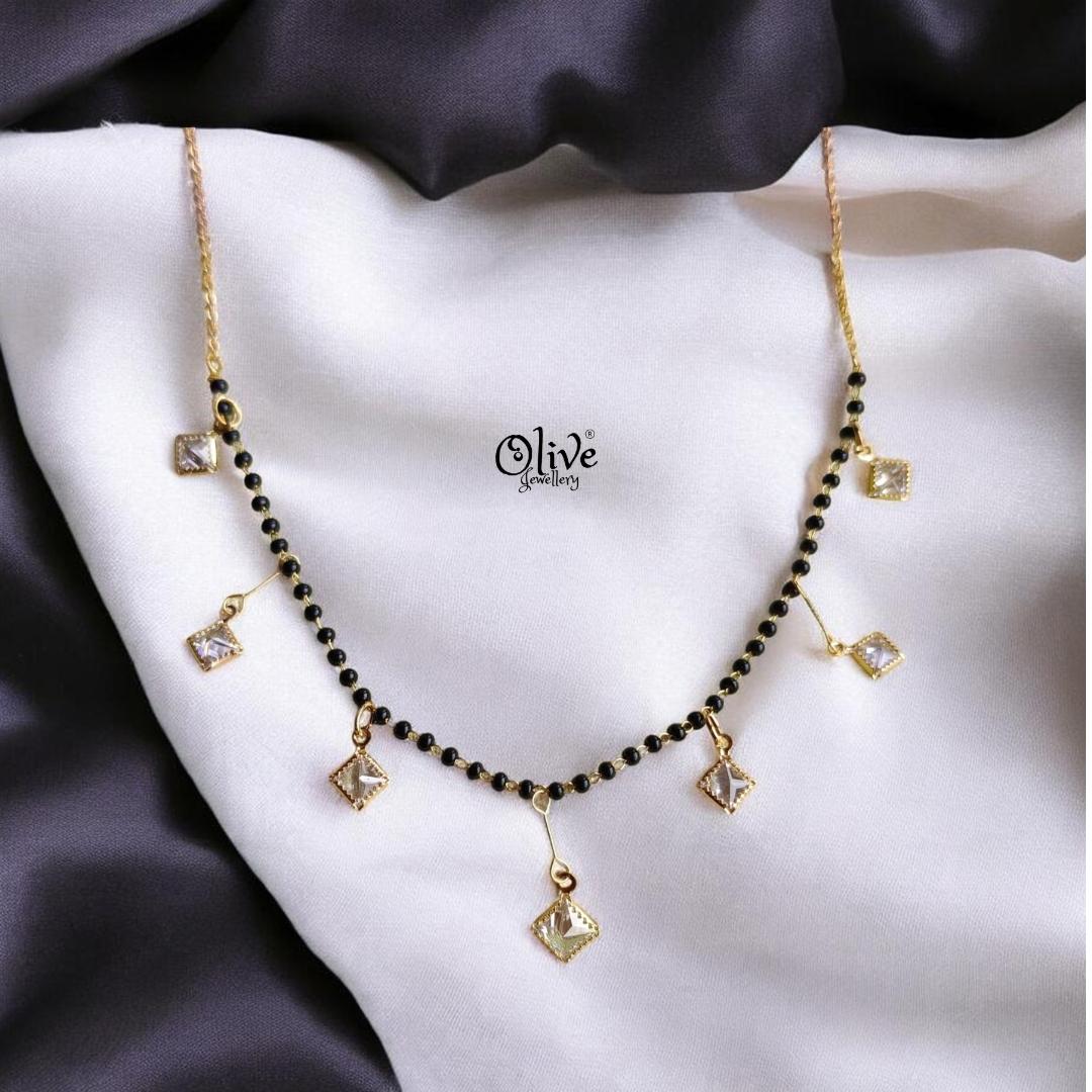 SS Black Beads Chain - 109(  Gold Shade )
