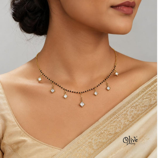 SS Black Beads Chain - 109(  Gold Shade )