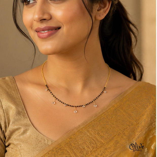 SS Black Beads Chain - 111(  Gold Shade )