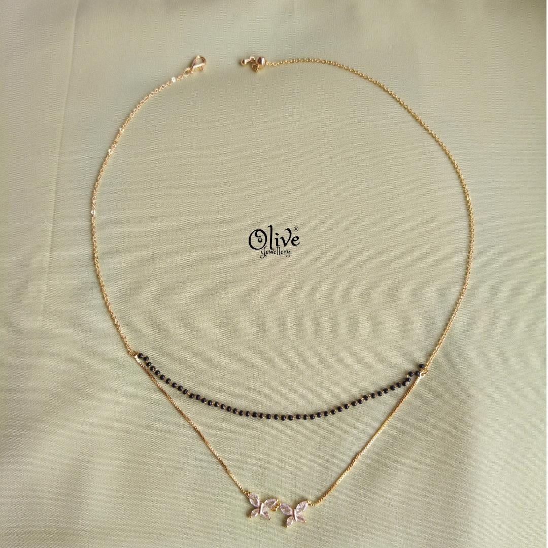 SS Black Beads Chain - 120( Gold Shade )