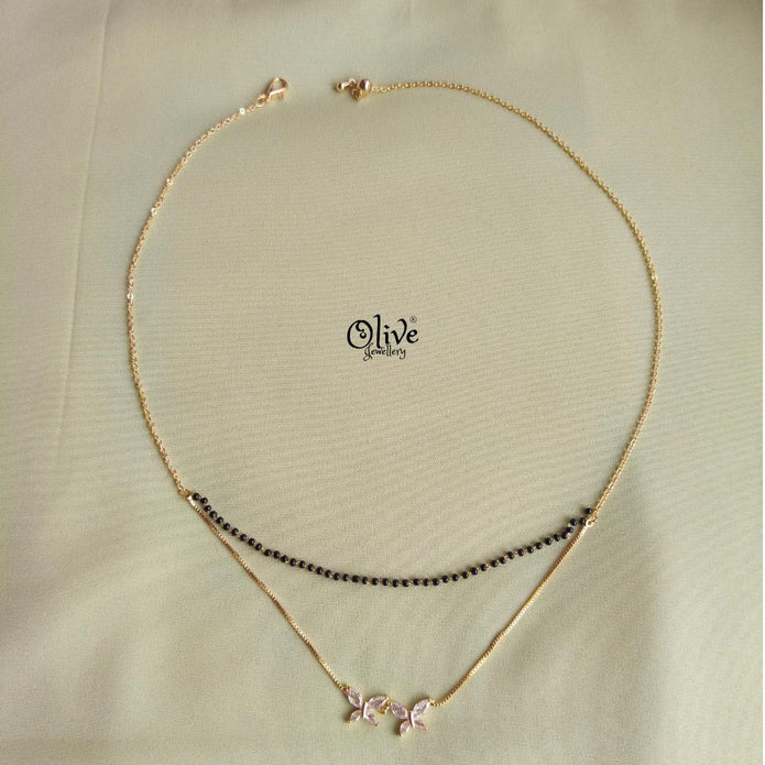 SS Black Beads Chain - 120( Gold Shade )