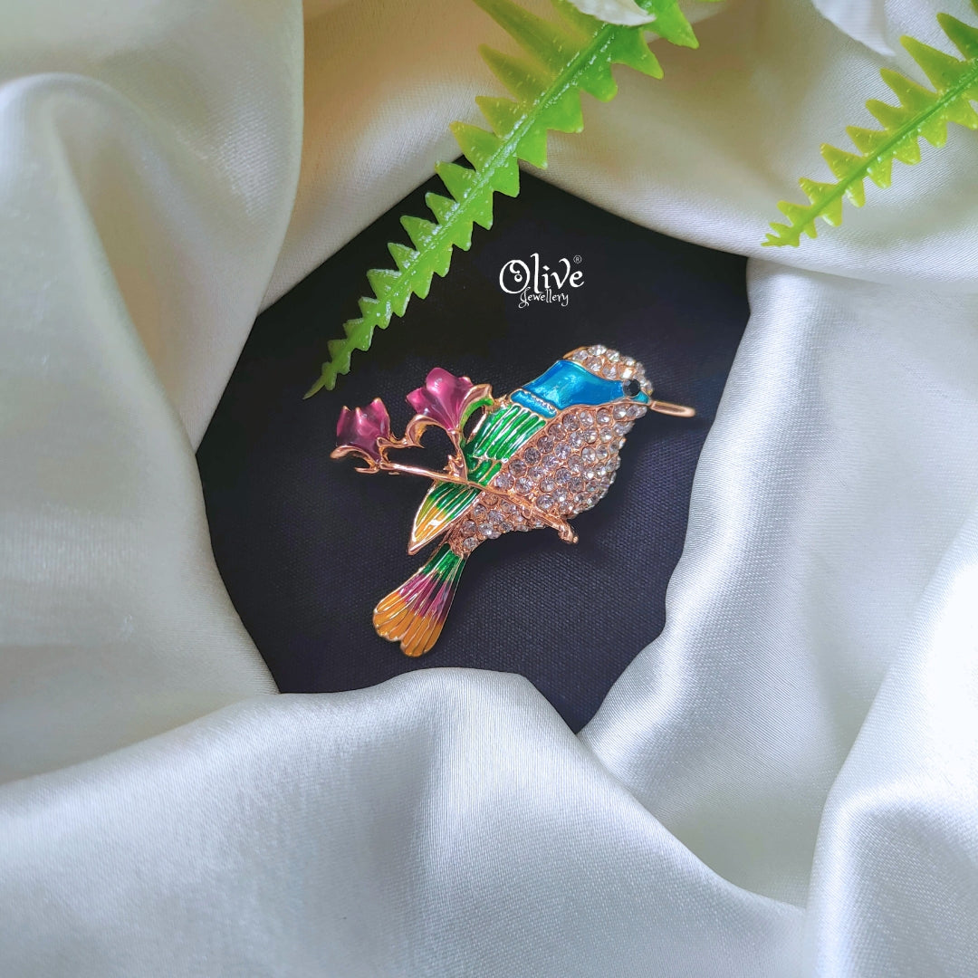 The Bedazzled Humming Bird Brooch