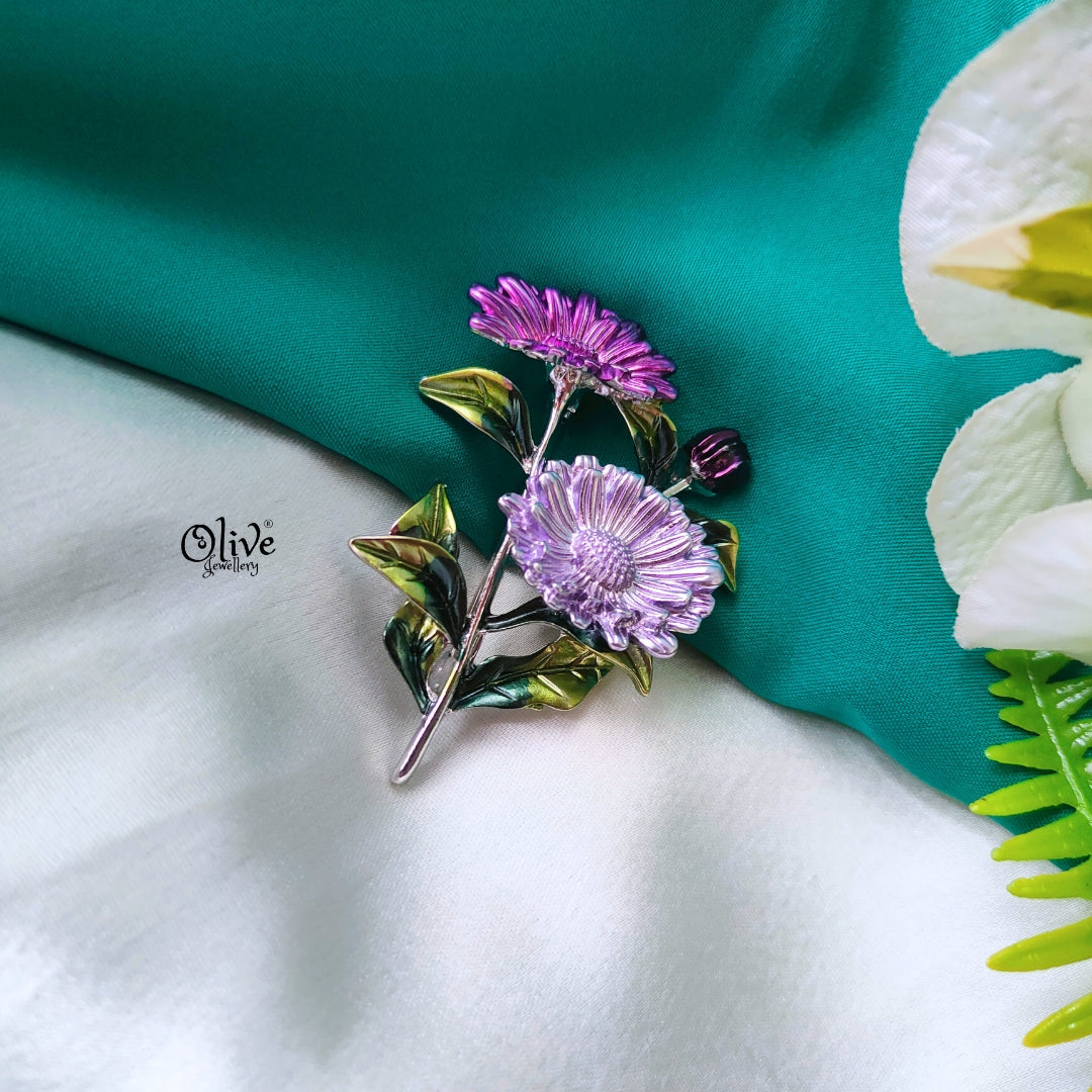 The Sunflower Lavender Brooch