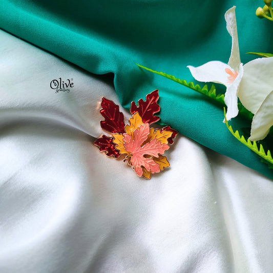 The Three Autumn Leaves Brooch