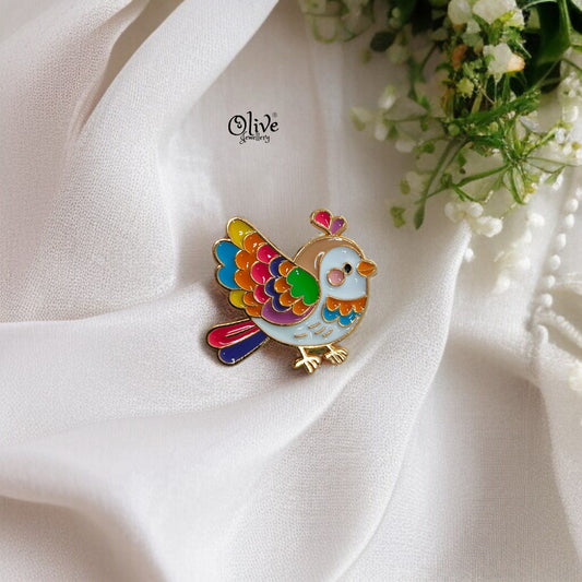 The Colorful Birds Brooch