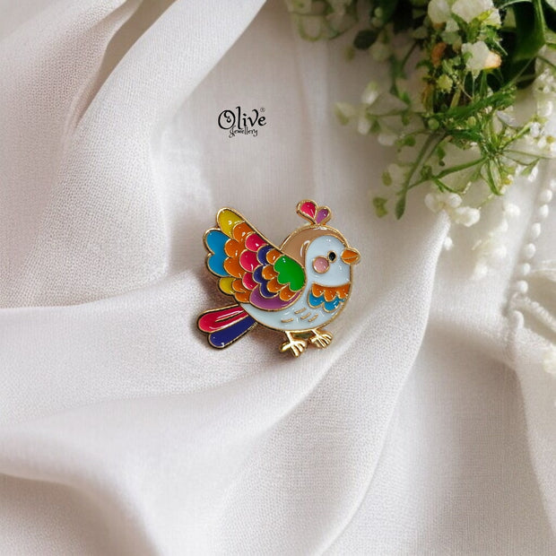 The Colorful Birds Brooch
