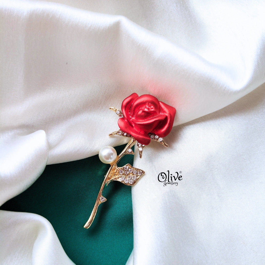 Red Rose Brooch
