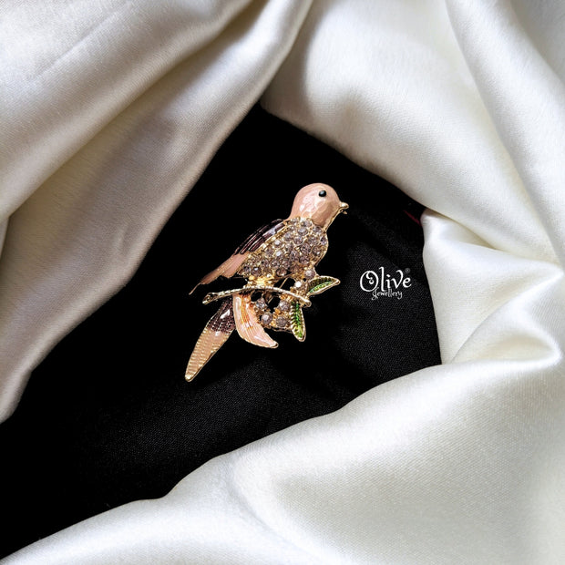 Enamel Bird Brooch