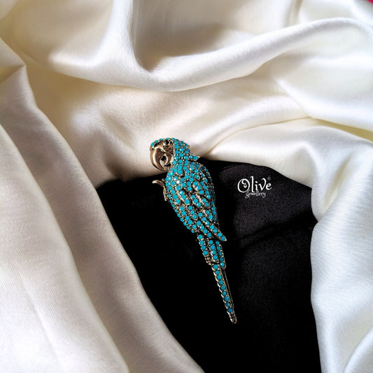 Blue Parrot Brooch