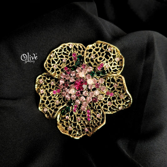 Crystal Flower Brooch