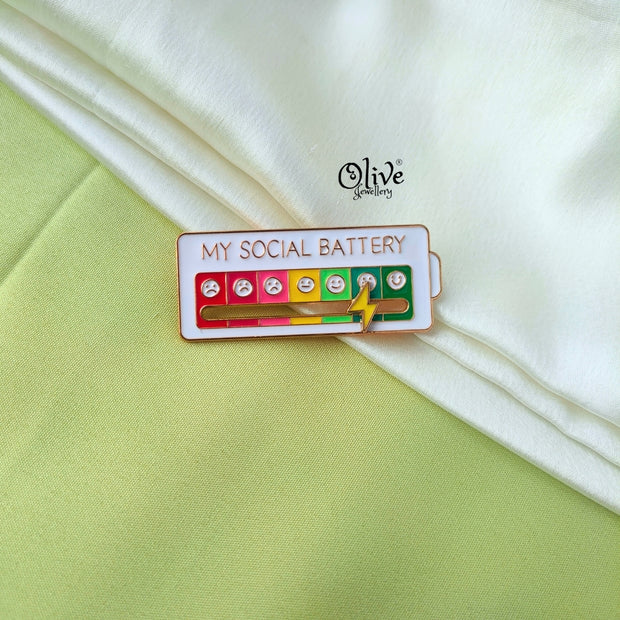 Social Battery Brooch