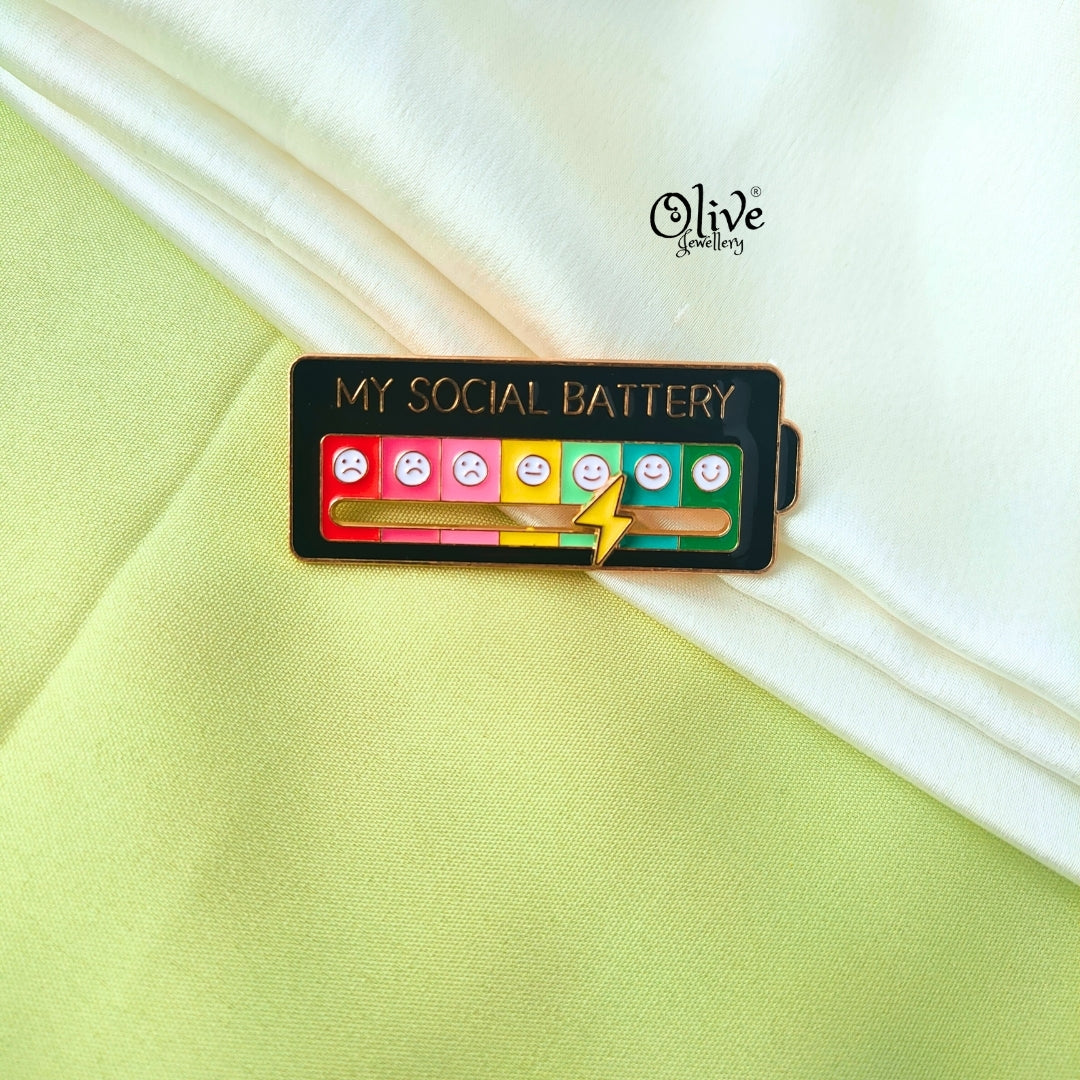 Social Battery Brooch