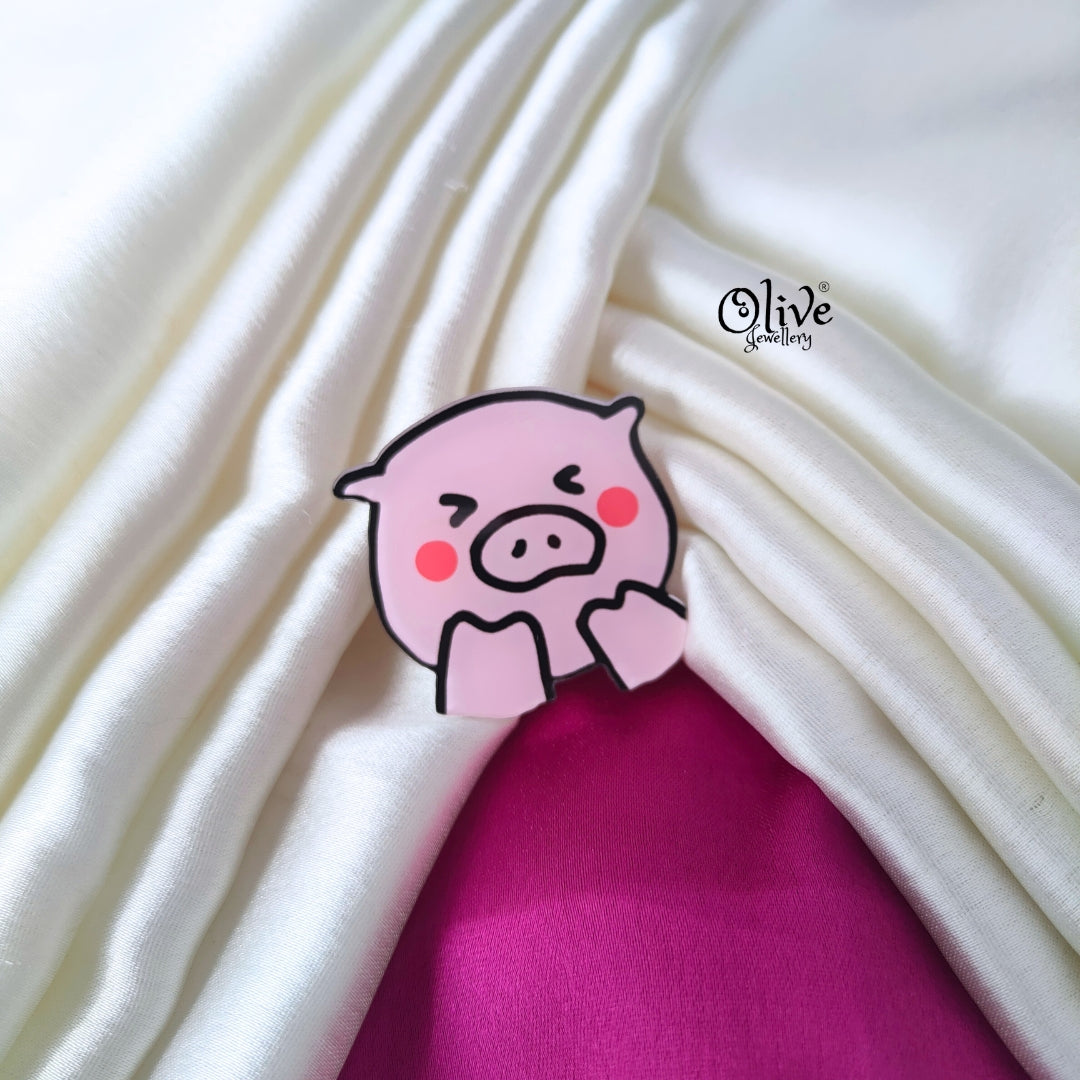 Cartoon Pig Brooch