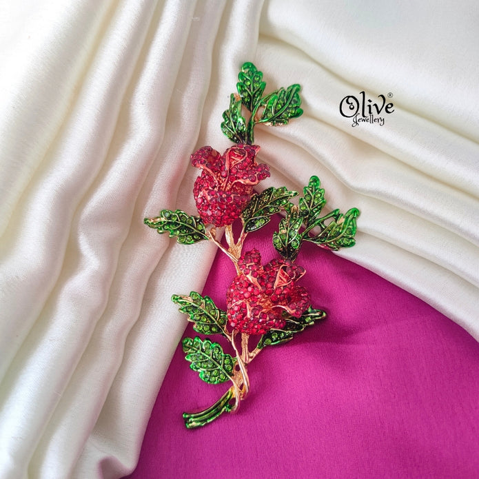 Two-Rose Flower Brooch