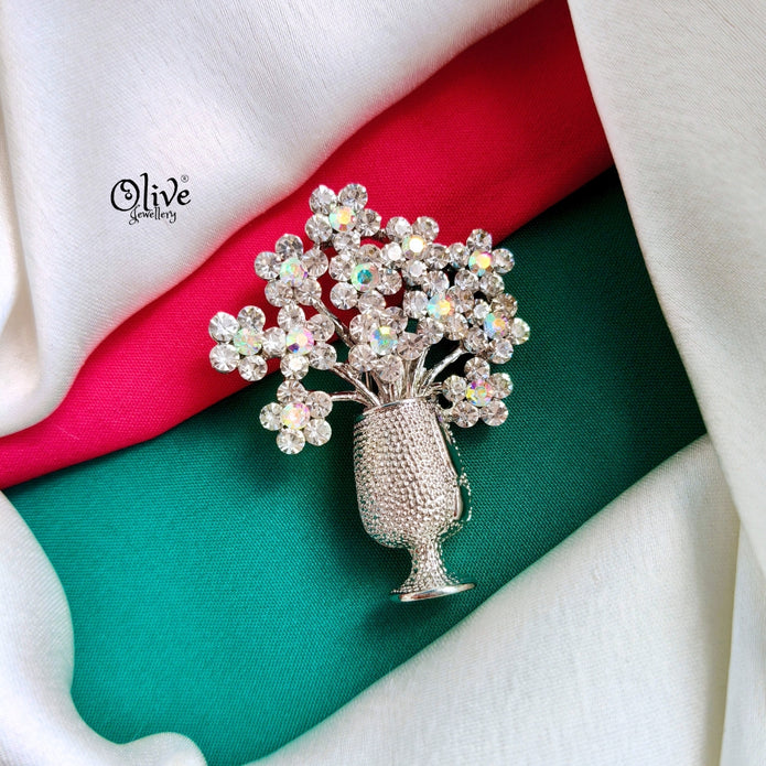 Flower Bouquet - Silver Shade Brooch
