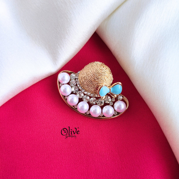 Pearl Hat Brooch -Gold Shade