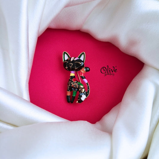 Colorful Cat Brooch & Pendant